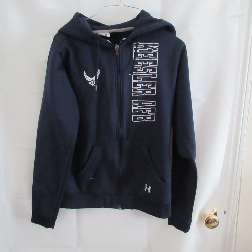 Under Armour Hoodie Mens Medium Navy   Keesler AFB Air Force Full Zip